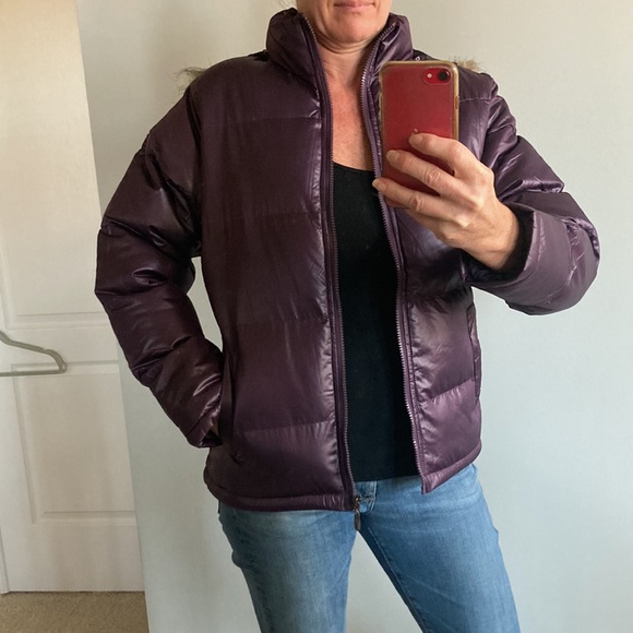 Purple Hooded Puffer Jacket - Picture 3 of 11